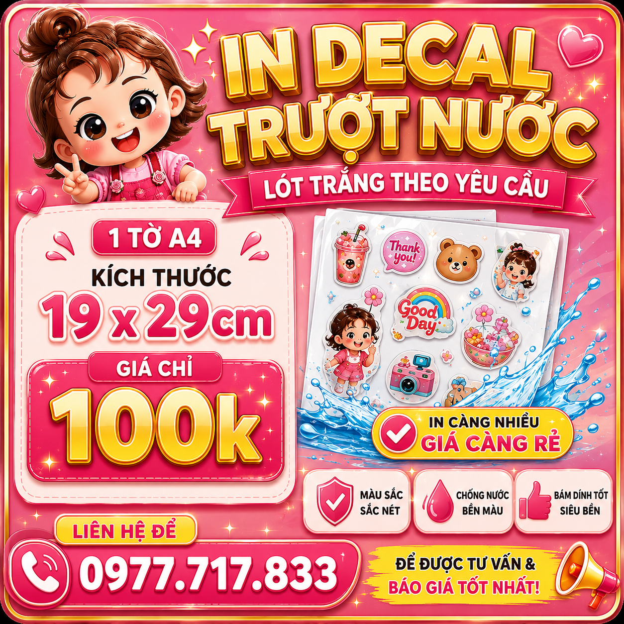 IN DECAL TRƯỢT NƯỚC LÓT TRẮNG THEO YÊU CẦU – GIÁ CHỈ 100K/TỜ A4