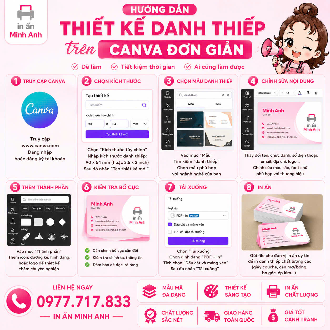 Cách Tạo Danh Thiếp Trên Canva Đơn Giản, Đẹp Và Chuẩn In | In Ấn Minh Anh