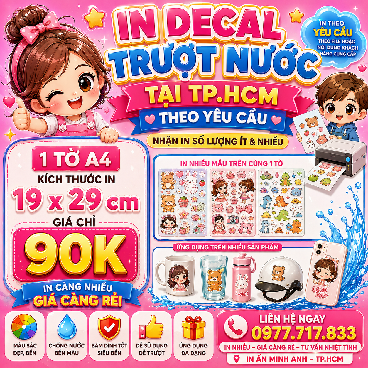 In Decal Trượt Nước Tại TP.HCM Theo Yêu Cầu – Nhận In Số Lượng Ít & Nhiều